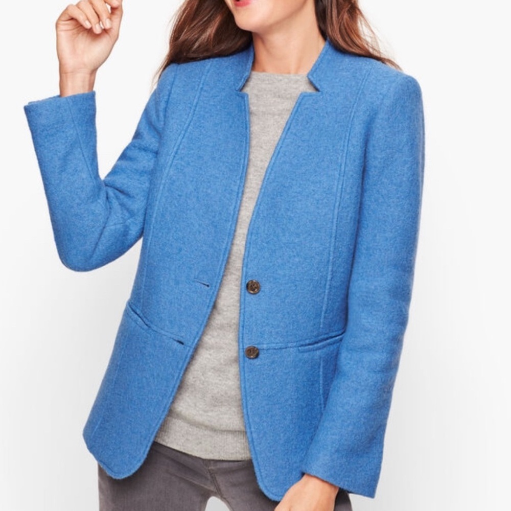 NWOT Talbots Blue Boiled Wool Jacket Blazer 6P